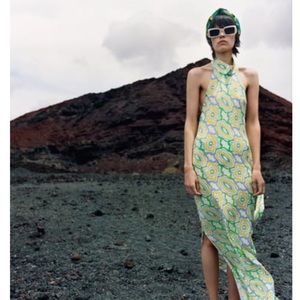 ZARA Printed Halter Dress